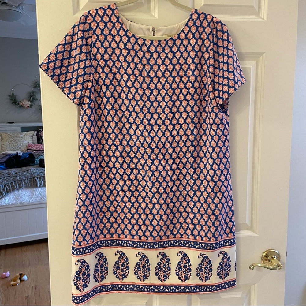 Jcrew Paisley Satin Shift Dress